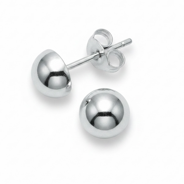 Ball Stud Half 12mm Sterling Silver Earring