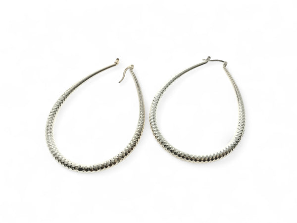 Hoop Sterling Silver Diamond Cut Earrings