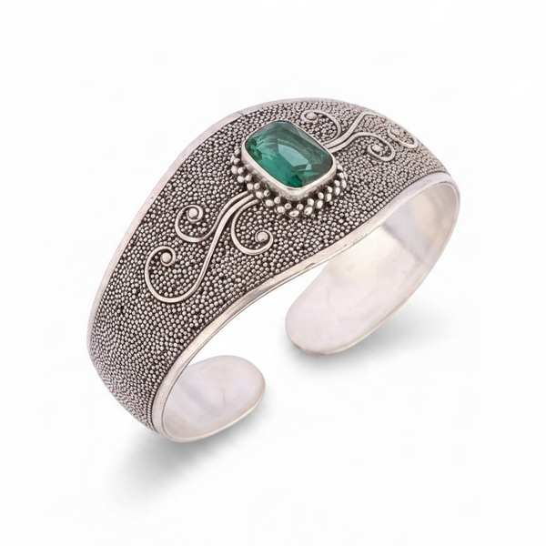 Green Quartz Sterling Silver Cuff
