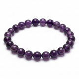 Crystal Amethyst Round Bead Bracelet
