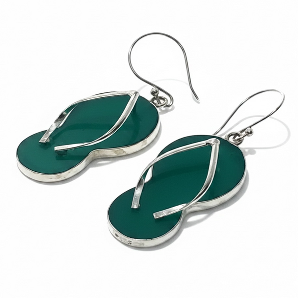 Turquoise Thongs .925 Sterling Silver Earrings