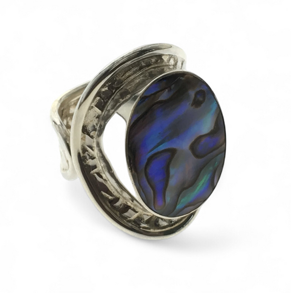 Paua Wrap Weaved Sterling Silver Ring