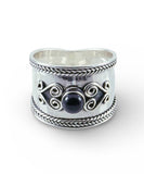 Onyx Sterling Silver Ornate Front Ring