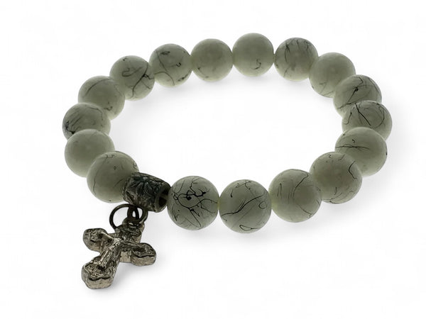 Stone Ball 10mm Cross Pendant