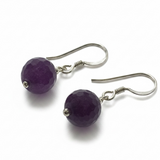 Amethyst Faceted 10mm Ball .925 Sterling Silver Earring