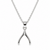 Sterling Silver Wishbone Necklace - Good Luck Charm Pendant