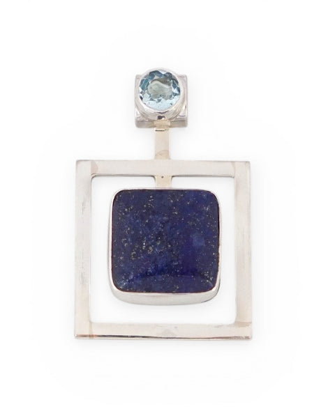 Lapis Lazuli & Blue Topaz Sterling Silver Pendant
