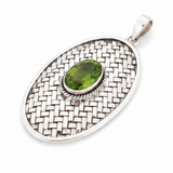 Peridot Weaved Sterling Silver Pendant