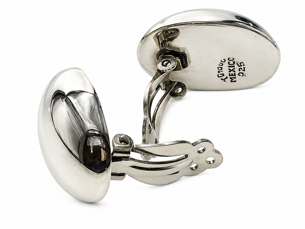 Oval Dome Sterling Silver Clip On’s Earrings
