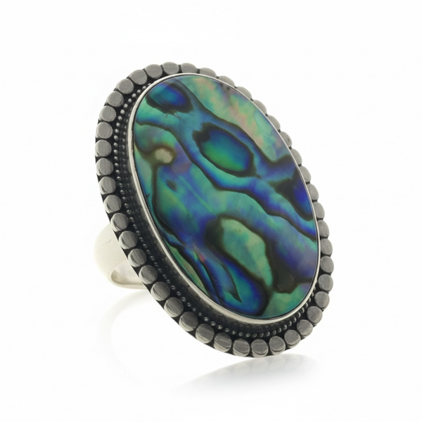 Paua Oval Framed .925 Sterling Silver Ring