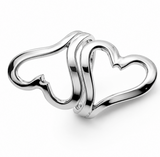 Wire Double Hear Wrap Sterling Silver Ring