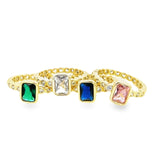 Gold Filled 18k Rectangular CZ Stone Ring Band (D130)