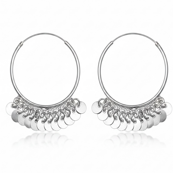 Hoop Sterling Silver Dangle Earrings