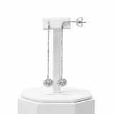 Cubic Zirconia Ball Chain Drop Sterling Silver Earrings