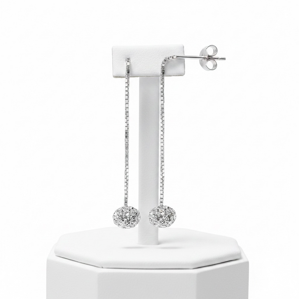 Cubic Zirconia Ball Chain Drop Sterling Silver Earrings