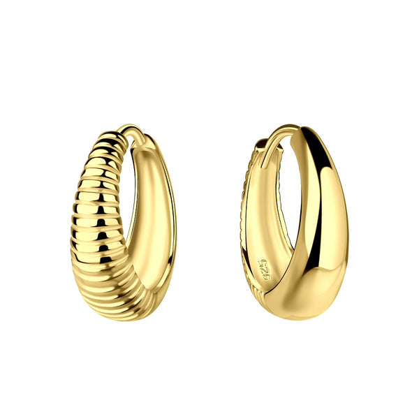 Gold Plated 16mm Sterling Silver Huggie Earrings - 20471