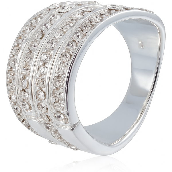 Cubic Zirconia Studded Sterling Silver Ring