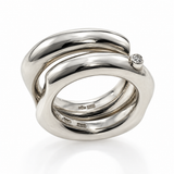 Chunky Double Sterling Silver Ring with Cubic Zirconia
