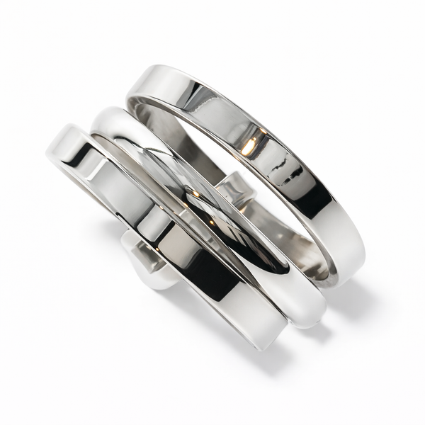 Hinged Three Tier Sterling Silver Ring