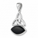Onyx Trinity Knot Sterling Silver Pendant