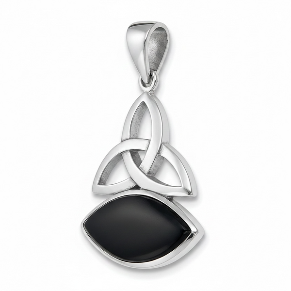 Onyx Trinity Knot Sterling Silver Pendant