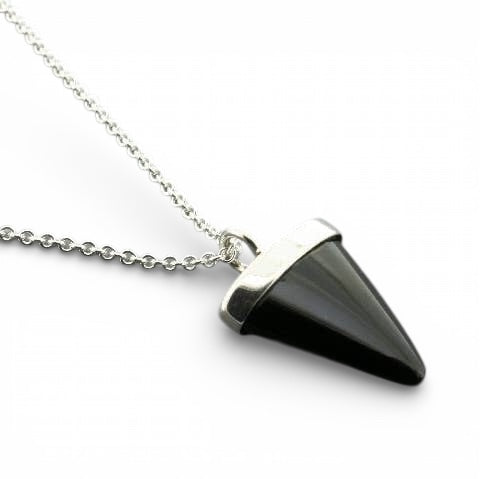 Spearhead Necklace - Onyx - Sterling Silver