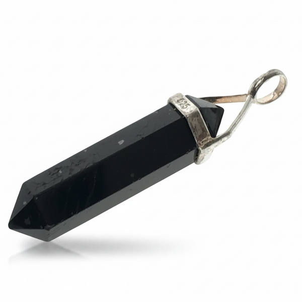 Crystal Black Tourmaline Double Terminated Sterling Silver Pendant