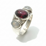Garnet and Moonstone Sterling Silver Ring