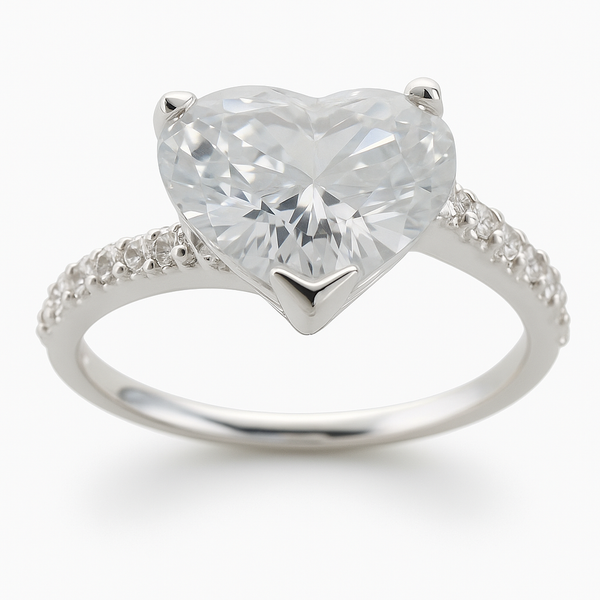 Cubic Zirconia Heart .925 Sterling Silver Ring