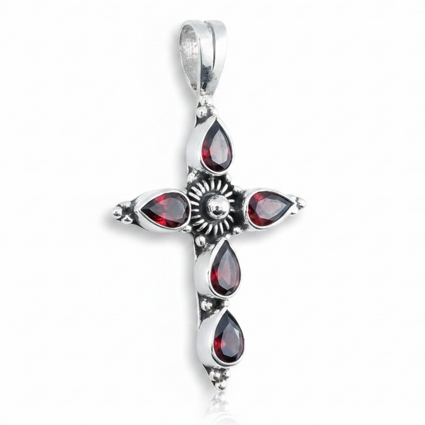 Garnet Sterling Silver Pendant