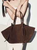 Italian Oversized Suede Leather Shopper Bag