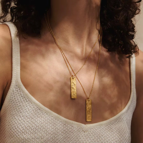 Long Zodiac 18k Gold Plated Waterproof 18inch Stainless Steel Necklace