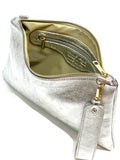 Italian Pebbled Leather Zip Wristlet Clutch wholesale
