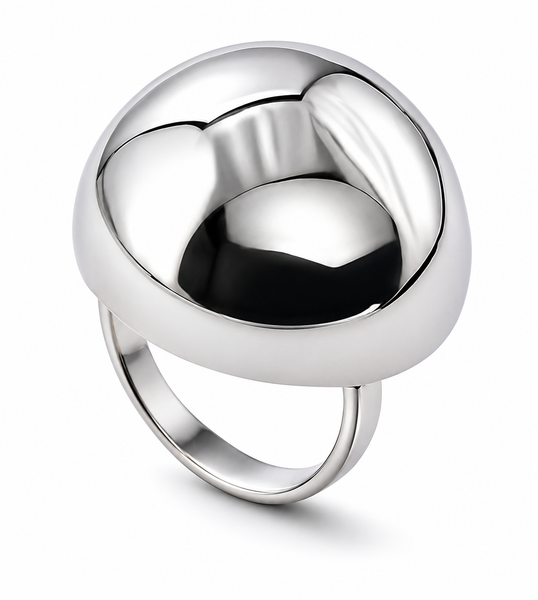Mirror Round Top .925 Sterling Silver Ring