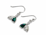 Paua Shell Whale Tail Earrings - .925 Silver Earrings