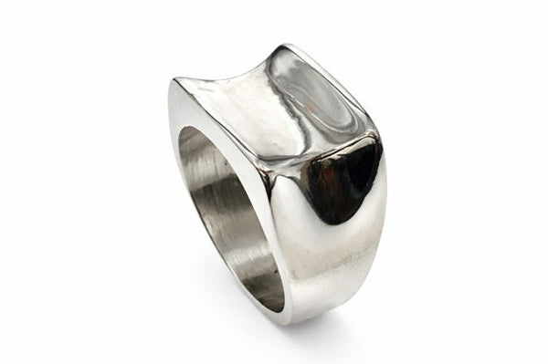 Signet Plain Sterling Silver Curved Ring - MA037