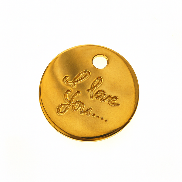 Gold plated 8mm tag with “I love you” inscription Sterling Silver