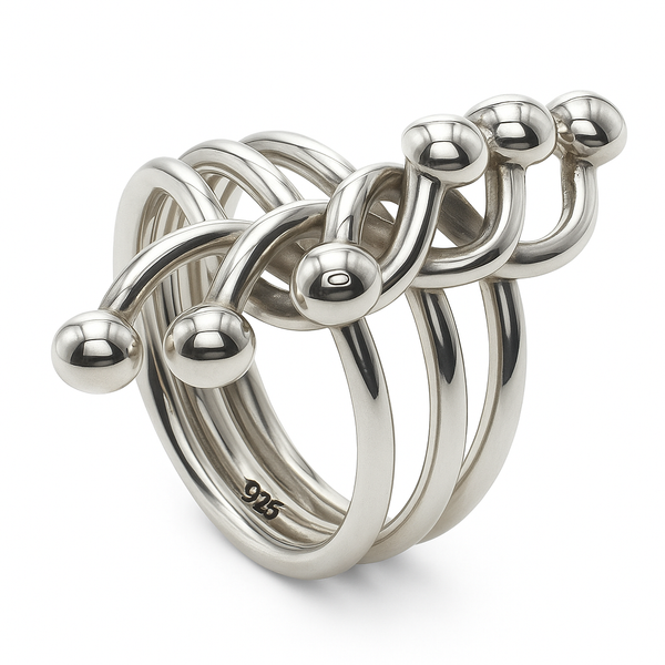 Wire Tangle  Knots .925 Sterling Silver Ring