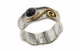Onyx Sterling Silver Brass Band
