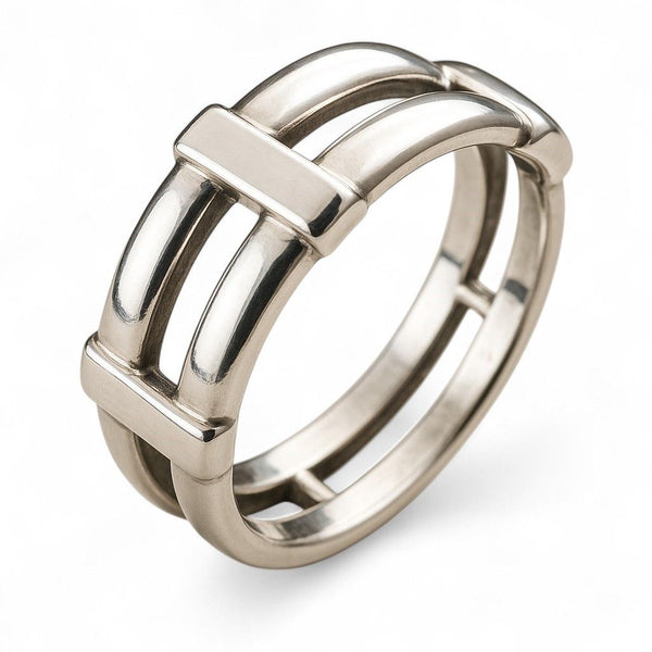 Horizontal Sterling Silver Bar Ring