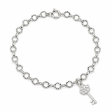 Sparkly .925 Sterling Silver Chain with Key Charm