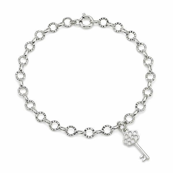 Sparkly .925 Sterling Silver Chain with Key Charm