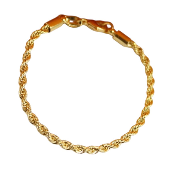 Gold Rope 18K Filled Chain Bracelet with Round Cap (F233)(I12)