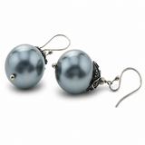 Pearl 14mm Grey Sterling Silver Earrings