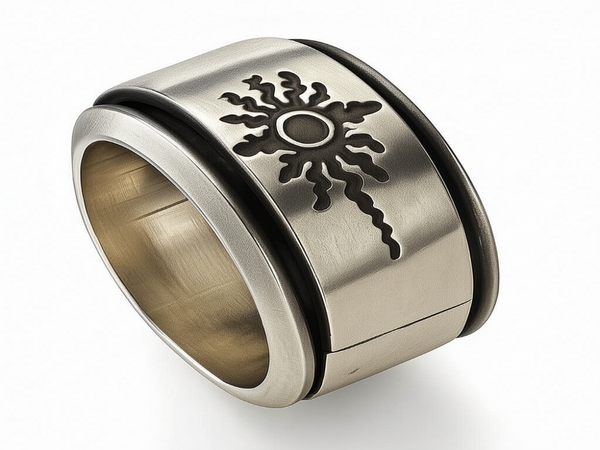 Spinning Sun design .925 sterling silver ring