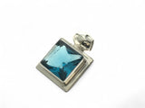 Blue Topaz Square Sterling Silver Pendant