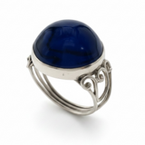 Blue Stone Round Sterling Silver Ring