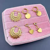 Hearts Earrings, 18K Gold Plated Steel
