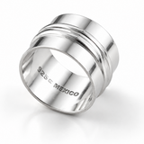 Wide .925 Sterling Silver Double Ridged Band