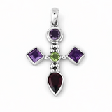 Amethyst & Peridot Sterling Silver Pendant